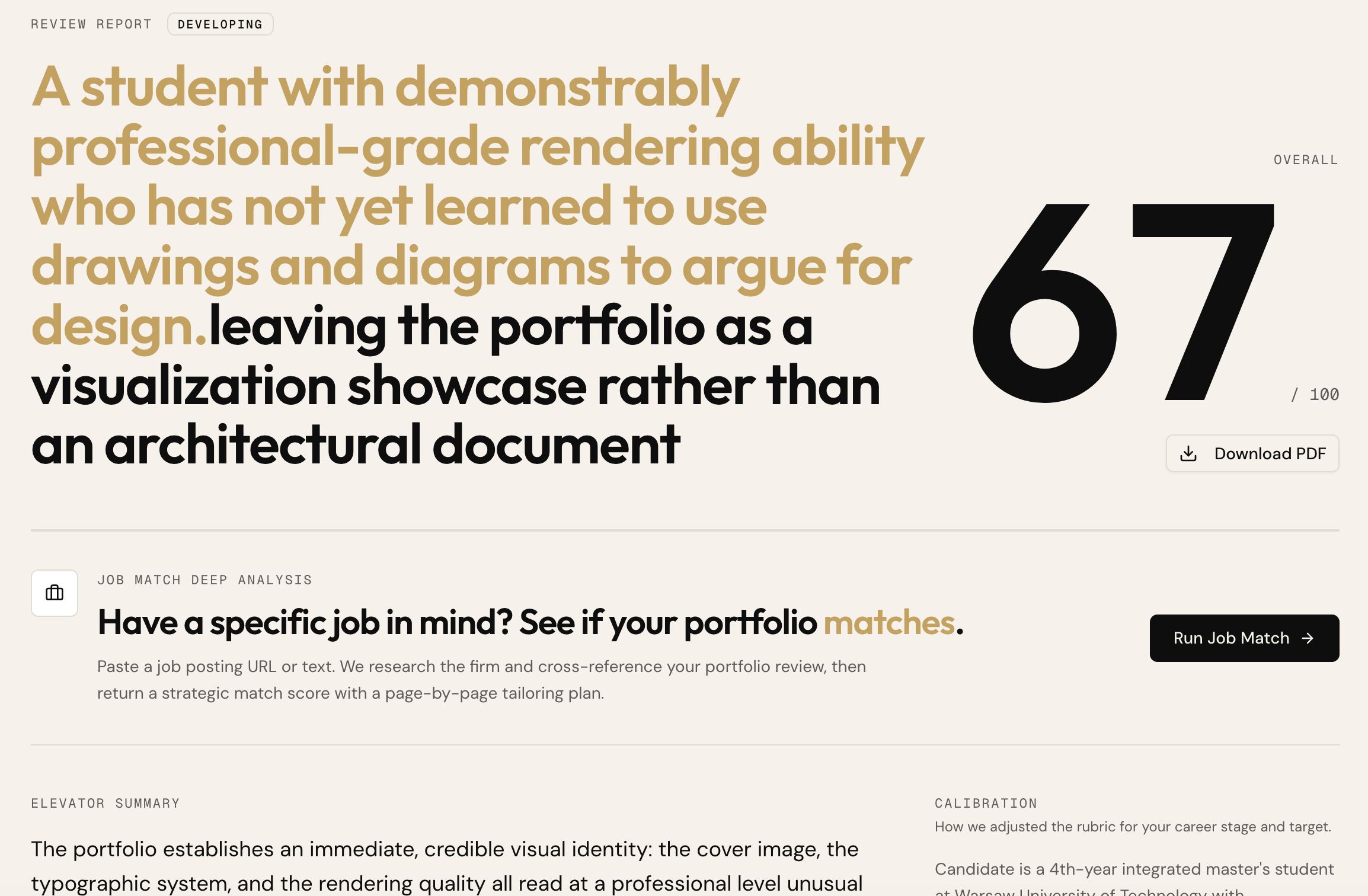 Page-cited feedback, never vague