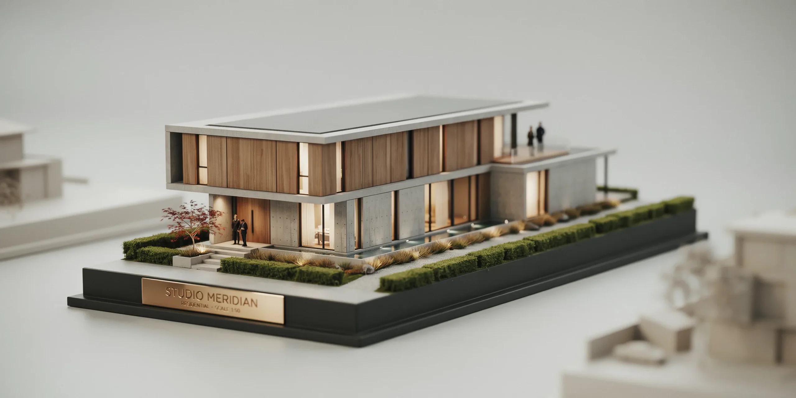 A detailed architectural model of a modern residential home highlighting specialization.