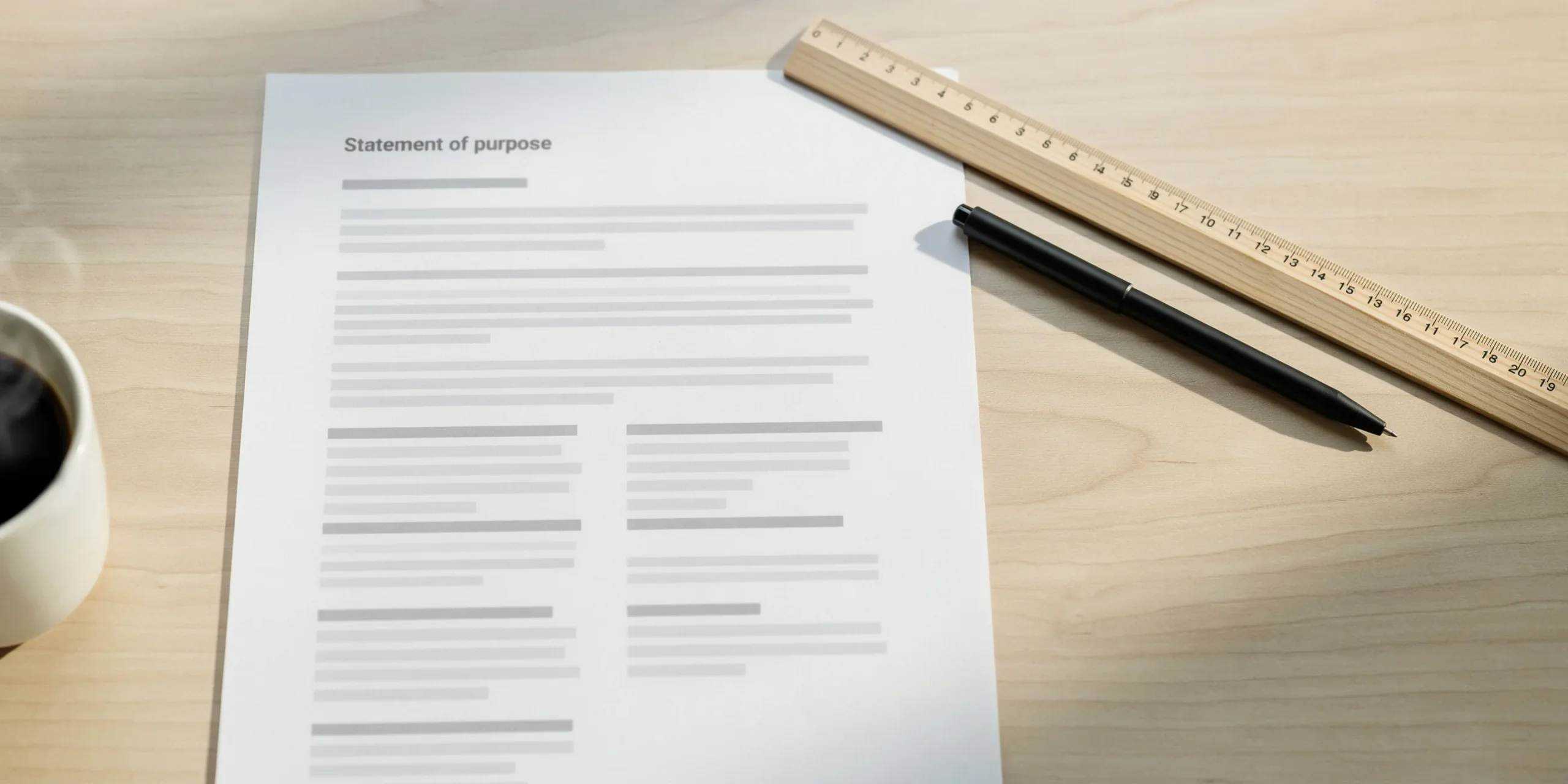 Ruler next to an architecture statement of purpose document highlighting word count