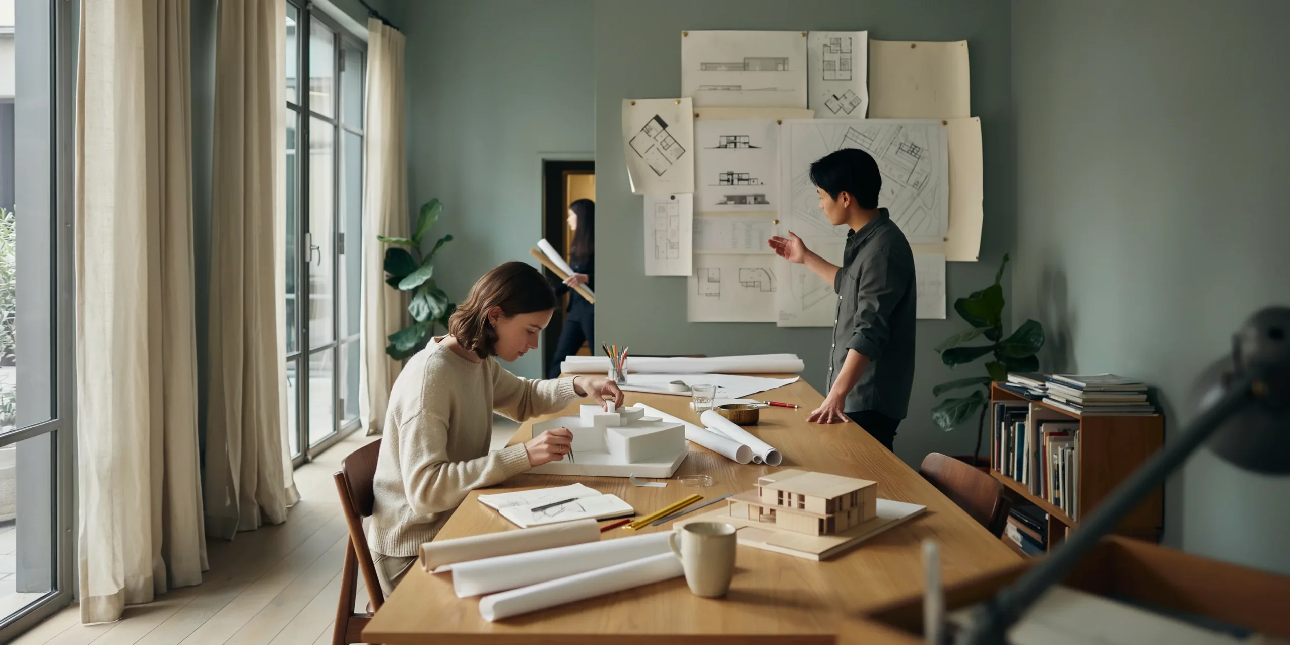 Interior of a small architecture office ideal for internships.