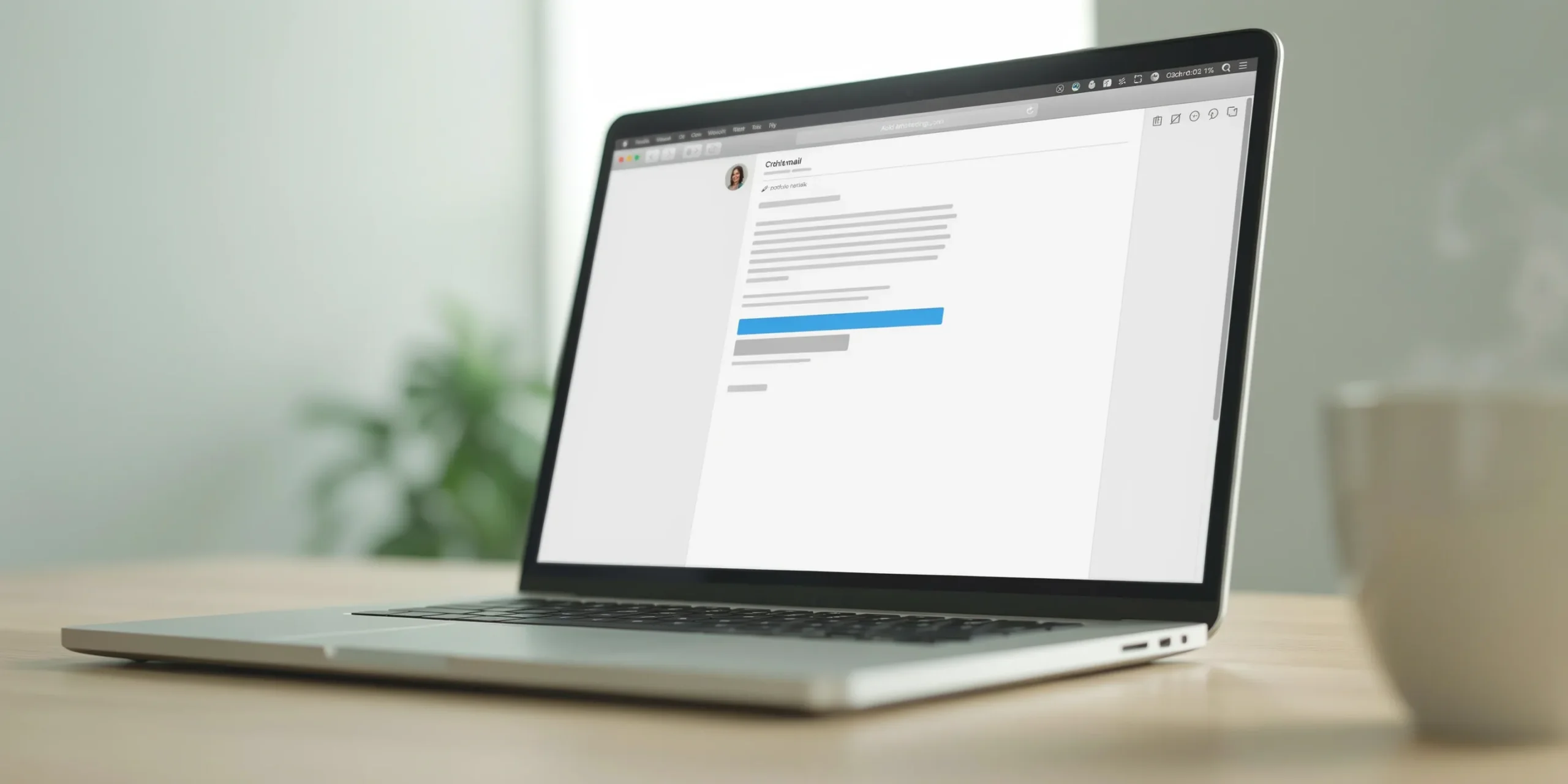 Close-up of a laptop showing a cold email for an architecture internship.