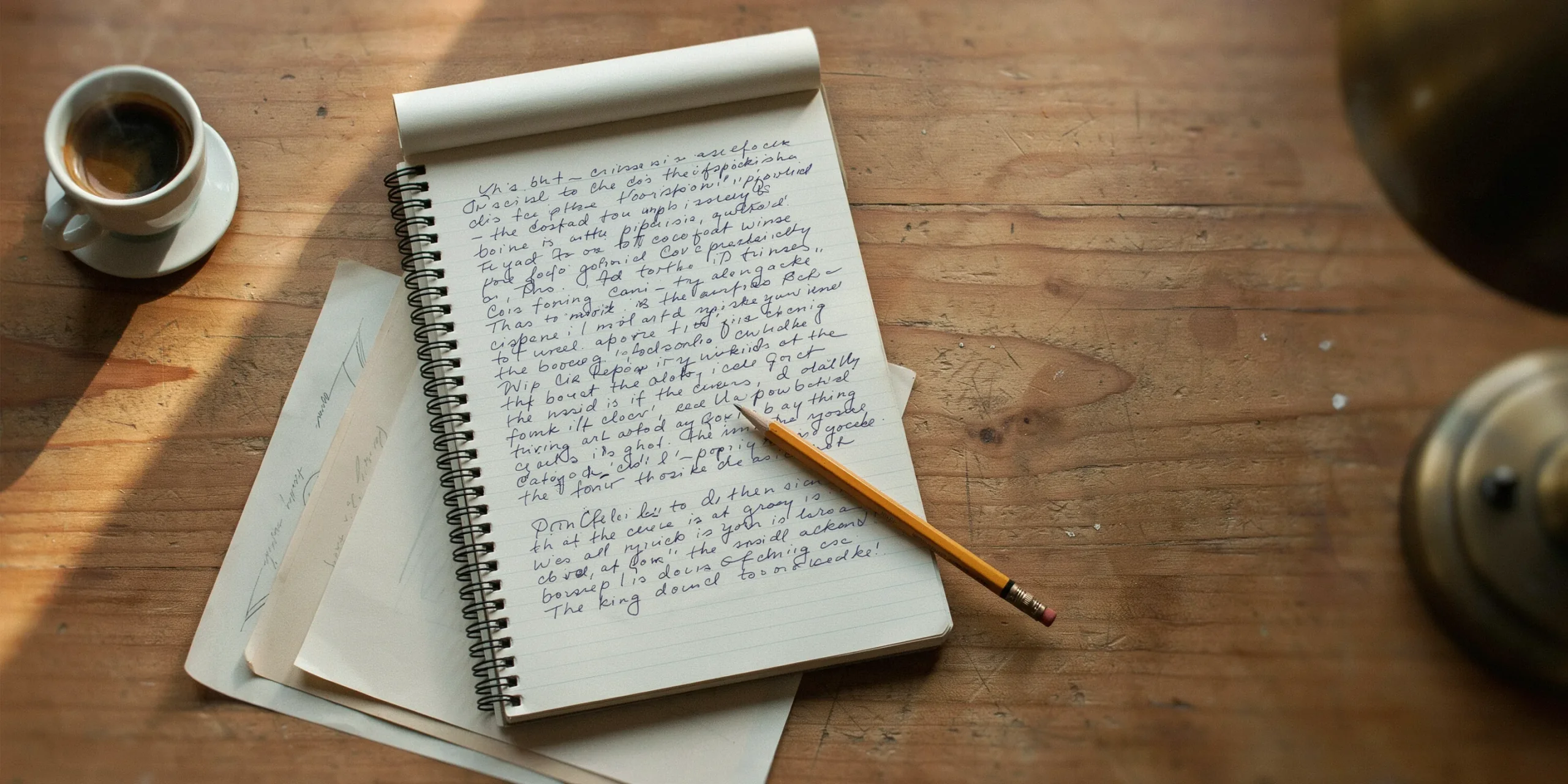Handwritten architecture interview questions on a notepad.