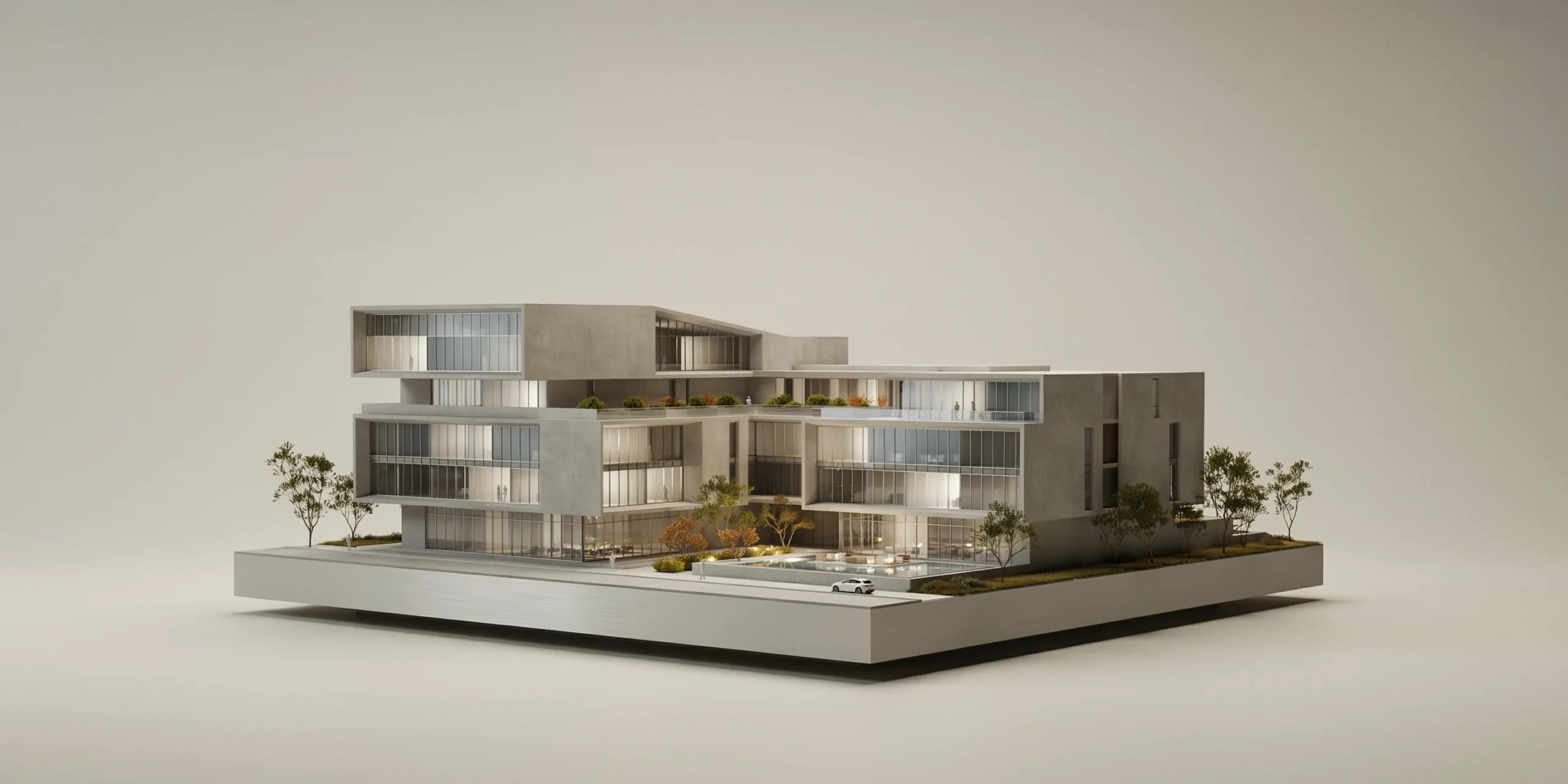 Intricate architecture model captured with professional lighting and seamless backdrop