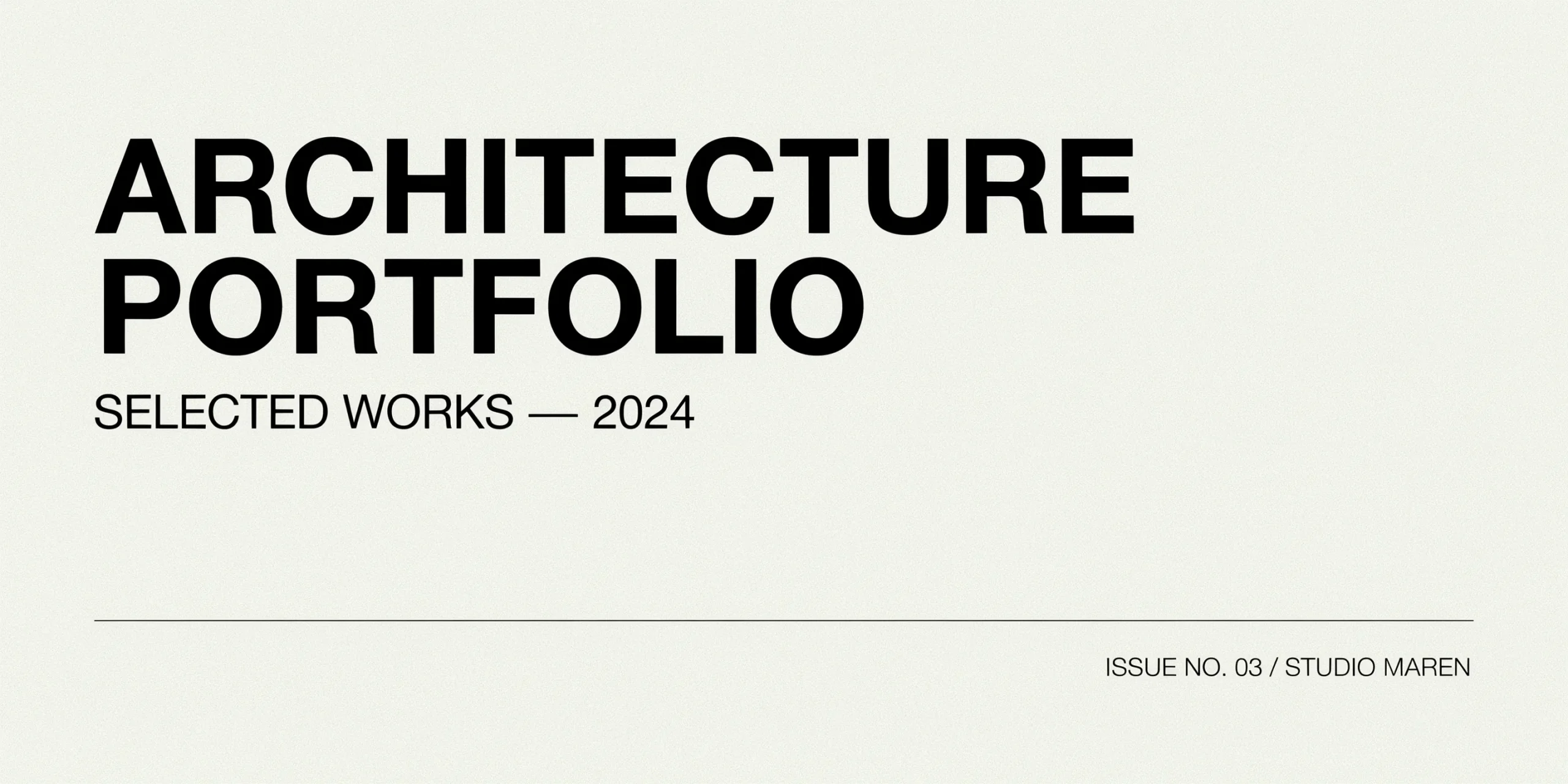 Typography layout for architecture portfolio cover page showing hierarchy.