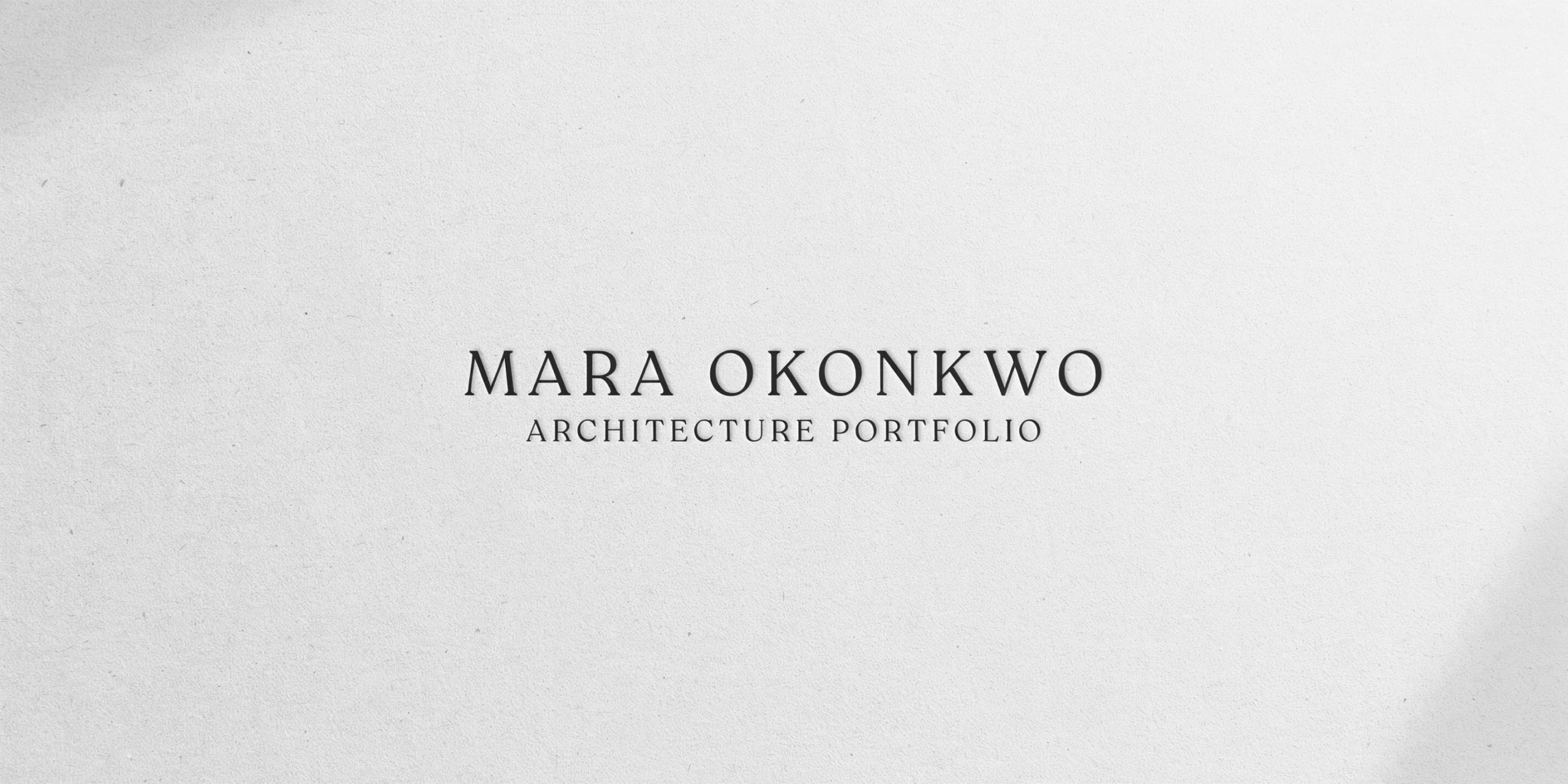 Minimal architecture portfolio cover page layout example with ample white space.