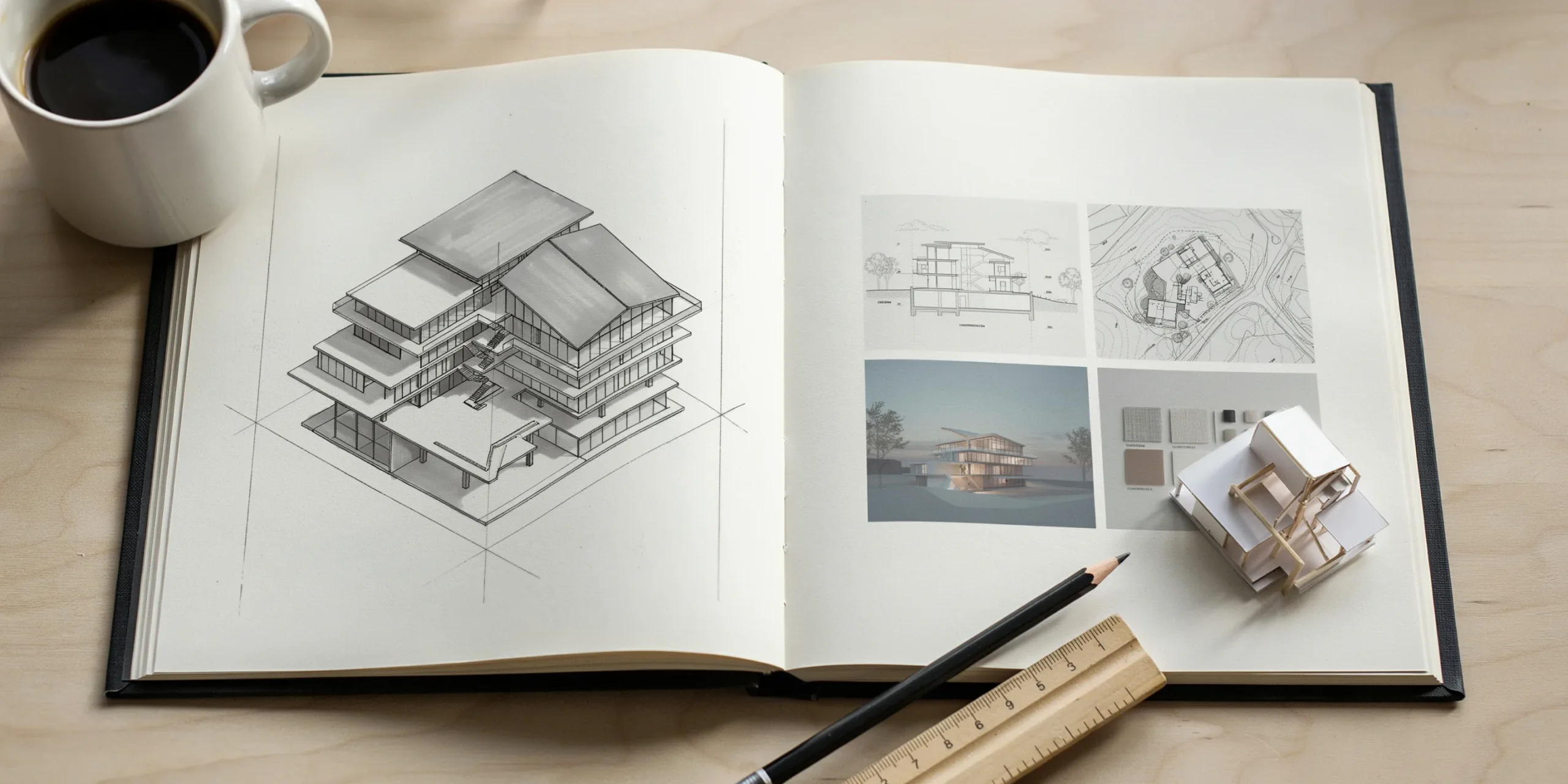 An organized architecture portfolio showcasing academic projects and competition entries.