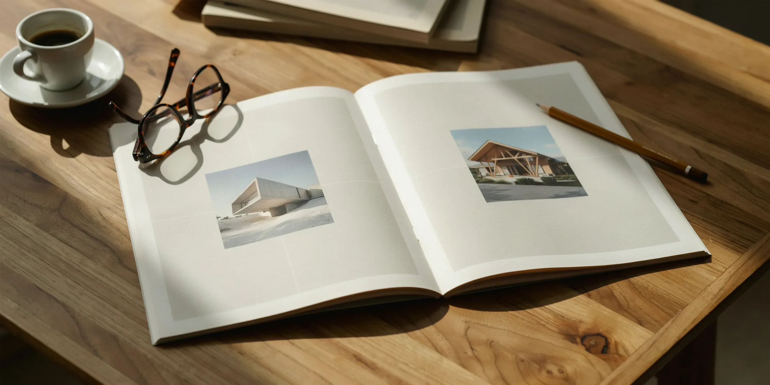 A printed architecture portfolio PDF showcasing stunning project images