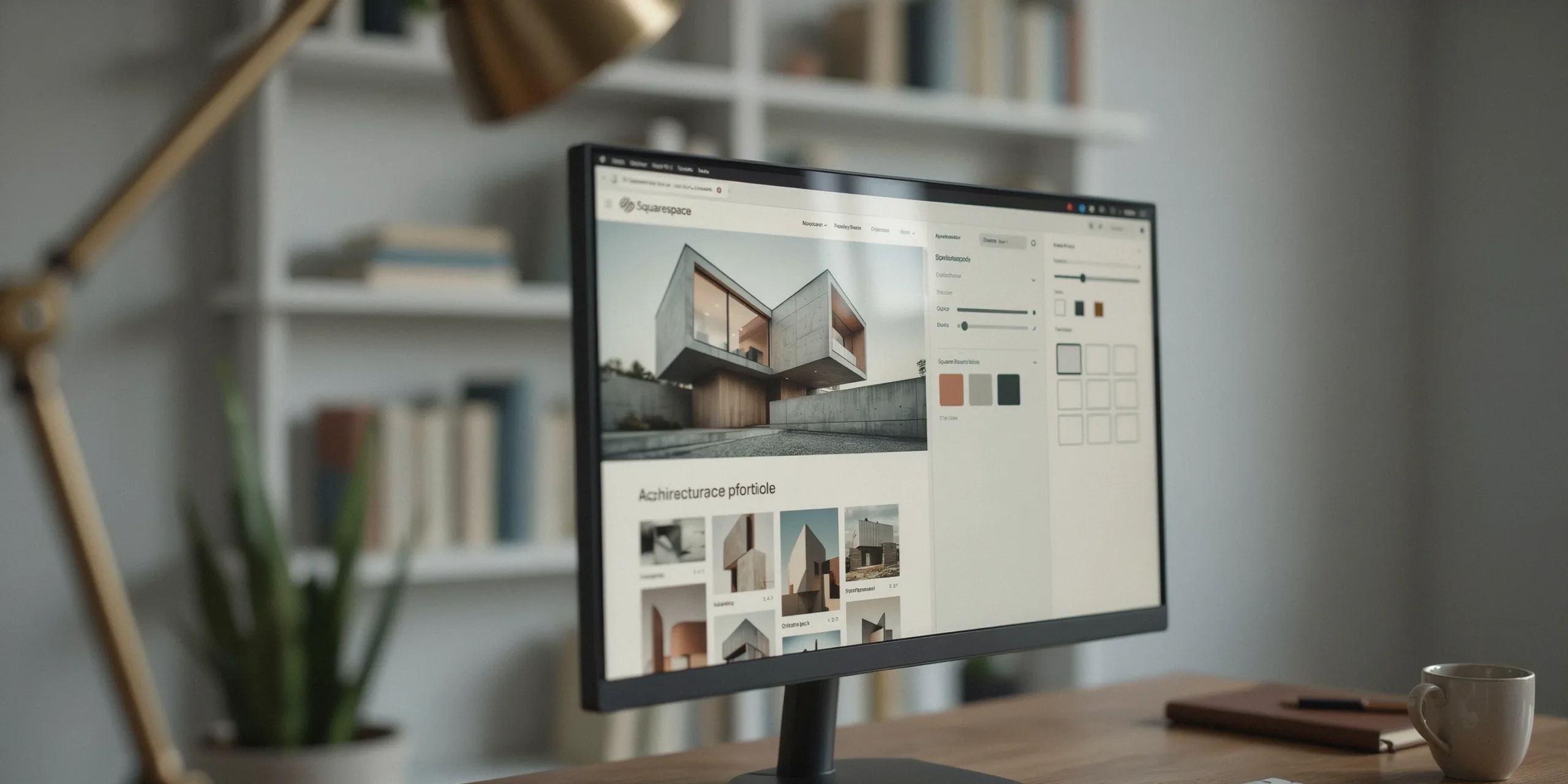 Close-up of Squarespace interface for building an architecture portfolio website