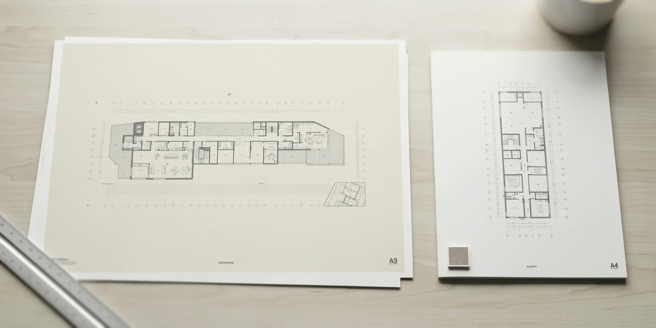 Comparison of A3 and A4 landscape architecture portfolio formats showing layout differences