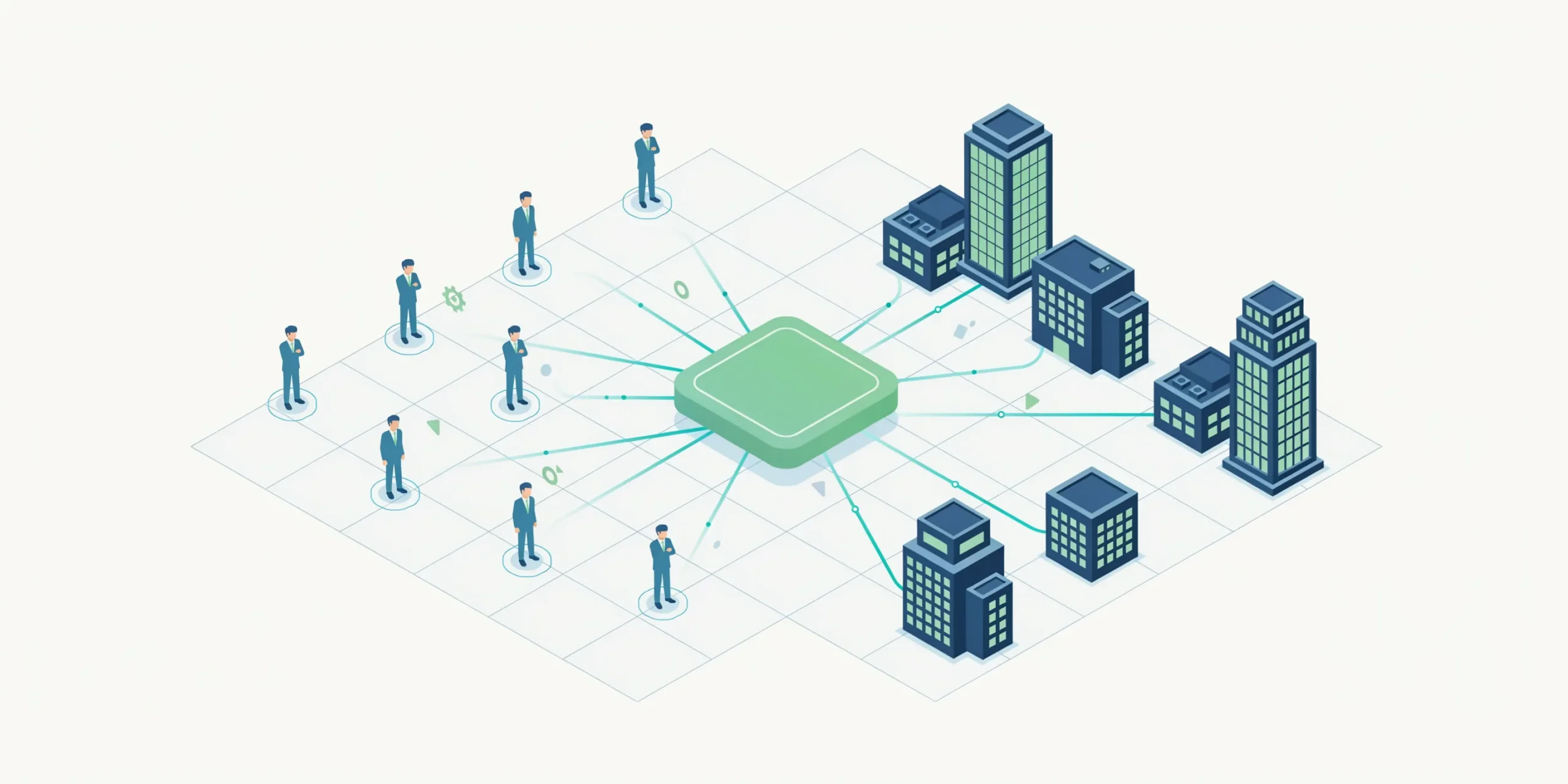 Isometric network diagram illustrating architect connections on LinkedIn